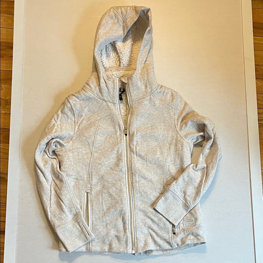 Calvin Klein Performance Light Gray fleece lines Hoodie size medium